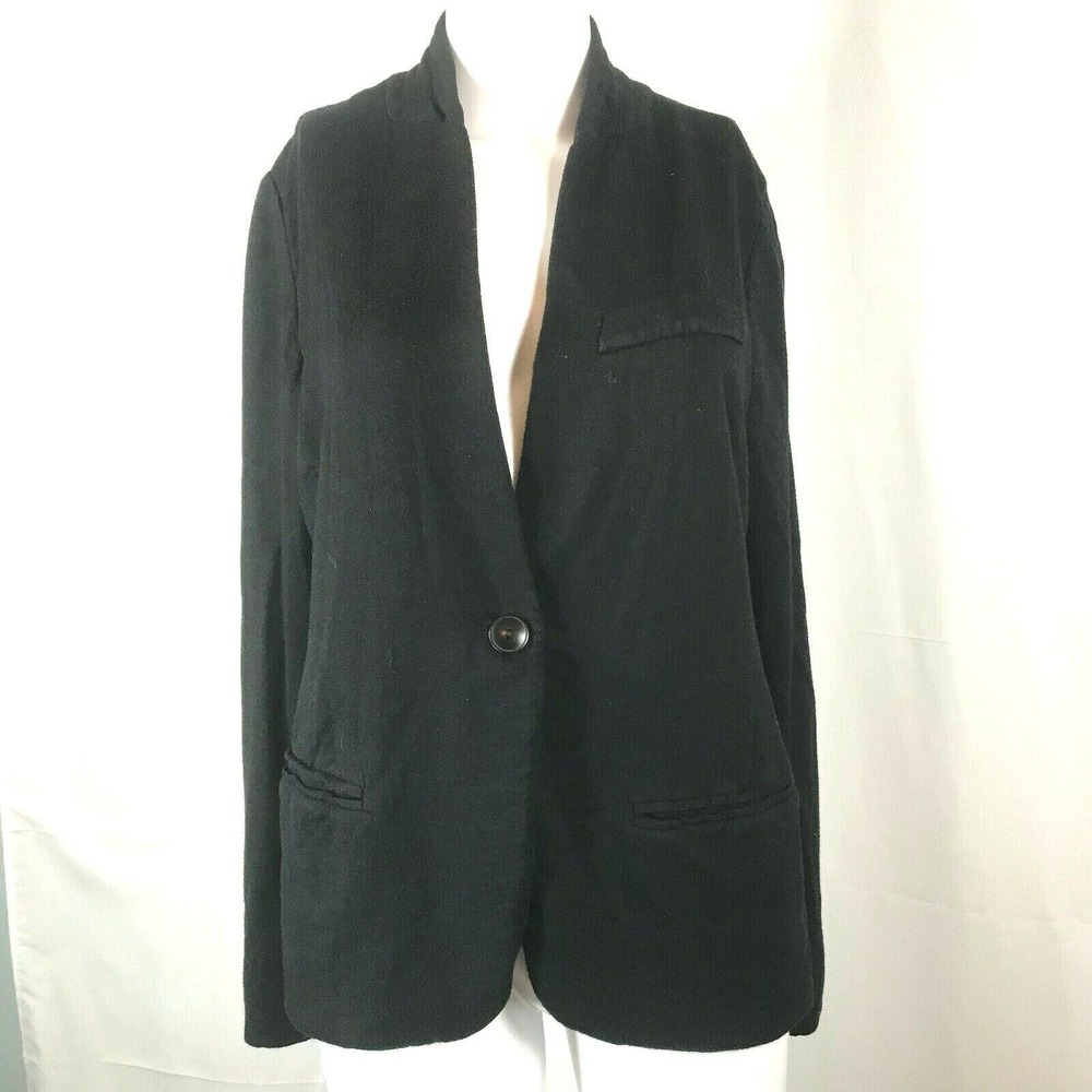 Soma Cardigan Womens Sz M Black Soft Stretch Knit One Button Blazer Jacket